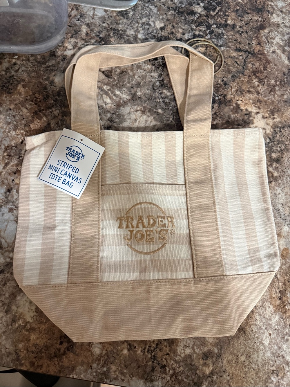 Trader Joe's Beige Striped Canvas Tote